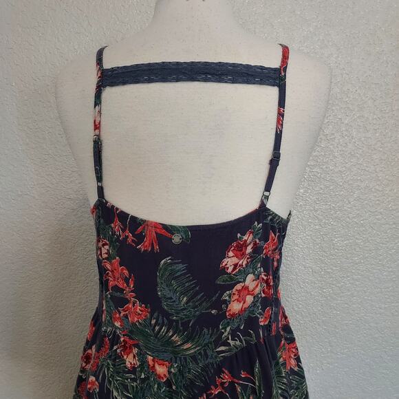 Roxy Navy Tropical Floral Print Tank Dress Size L - Picture 10 of 15